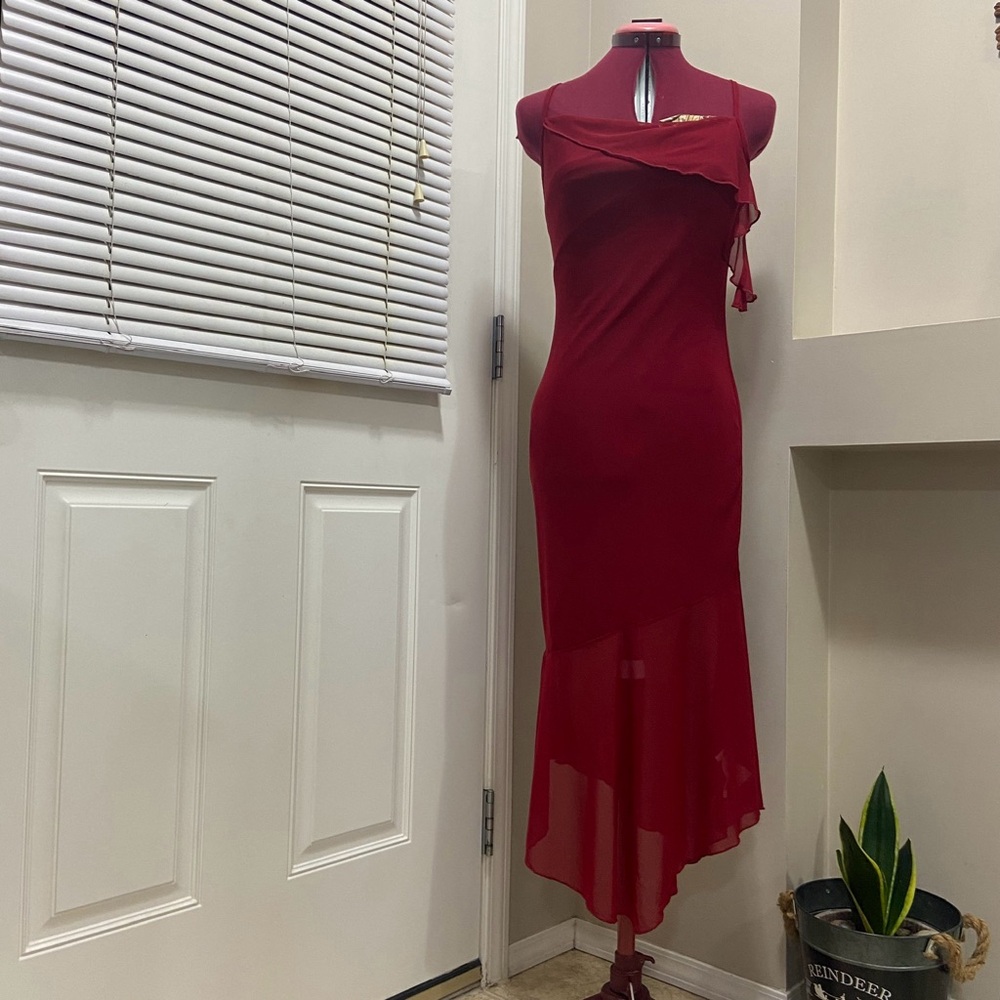 SHEIN Burgundy Asymmetrical Dress